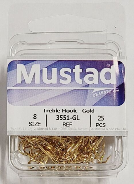 Mustad Gold Treble-Hook 3551-GL (SELECT SIZE)