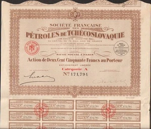 PÉTROLES DE TCHÉCOSLOVAQUIE (TCHÉCOSLOVAQUIE) (S) - Picture 1 of 1