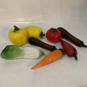 VINTAGE 8 PIECE SET HAND BLOWN MURANO STYLE ART GLASS VEGETABLES! V 1-3  - Picture 1 of 9