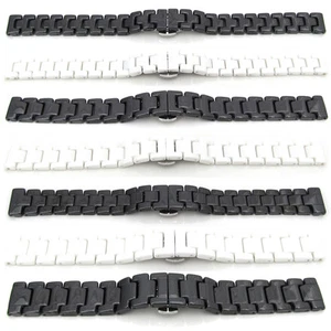 CERAMIC Watch Strap Bracelet Band BLACK WHITE 12mm-22mm Hidden Deployment Clasp - Picture 1 of 13