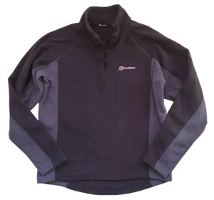 Berghaus Fleece Mens M Quarter Zip Black Grey - Picture 1 of 12