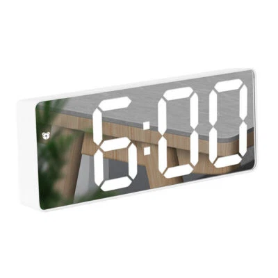 LED Electric Digital Alarm Clock Mains Mirror Temperature Display for Bedroom - Image 1 of 4