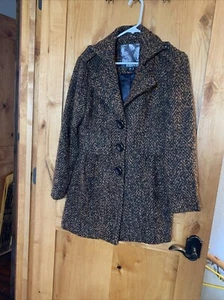 Kensie Women's Size M Black/Gold Tweed Topper Coat  3 Buttons  Very Soft - Picture 1 of 7
