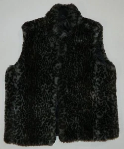 MISSES GUESS BLACK FUR REVERSIBLE VEST SIZE MEDIUM WINTER WOMEN'S NYLON FURRY  - Picture 1 of 7