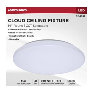 Nuvo 62-1852  14" LED Cloud Fixture - 15 Watt CCT Selectable (1, 2, or 4 Pack) - Picture 1 of 14