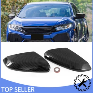 PARA HONDA CIVIC 2016-2021 FIBRA DE CARBONO PUERTA ALA ESPEJO RETROVISOR TAPA - Imagen 1 de 14