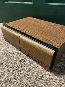 Vintage VHS Tape Faux Wood Two Drawer Storage Cabinet Case Organizer 18 VHS - Picture 1 of 2