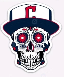 Cleveland Guardians Sugar Skull STICKER - MLB Indians CLE Wahoo Premium Vinyl - Picture 1 of 1