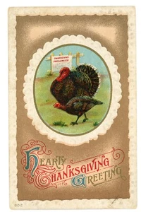 Thanksgiving Day Embossed Postcard Greeting Proclamation Sign Turkey - Picture 1 of 2
