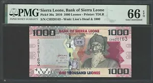Sierra Leone 1000 Leones 27-4-2010 P30a Uncirculated Graded 66 - Picture 1 of 2