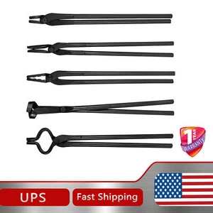 Knife Making Tongs Set Bladesmith Blacksmith Tongs Tool for Anvil Vise Forge 5PC - Picture 1 of 10