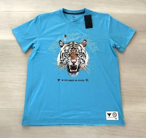 Under Armour Project Rock Baby Blue Tiger Graphic Loose Fit T Shirt Mens XL New - Picture 1 of 6