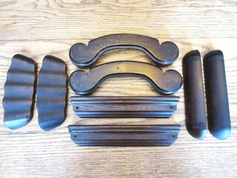 4 Pair Ornate Walnut Cabinet Door Handles Victorian Pump Organ Pulls Furniture Cover