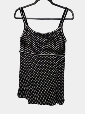 Studio Works One Piece Swim Dress Size 12 Black & White Polka Dot 3279 - Image 1 of 4