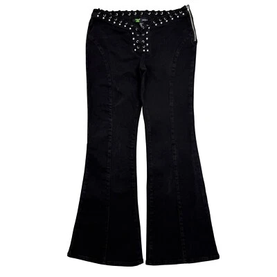 Pantalones de mezclilla acampanados Forever 21 x Frankie and the Studs para mujer talla XL negros góticos Y2K Foto 1 de 4