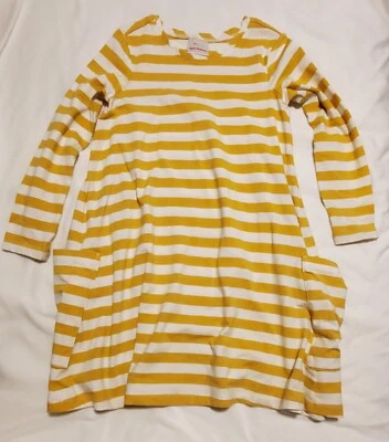 Hanna Andersson 130 Dress Yellow/White Striped Pockets - Image 1 of 3