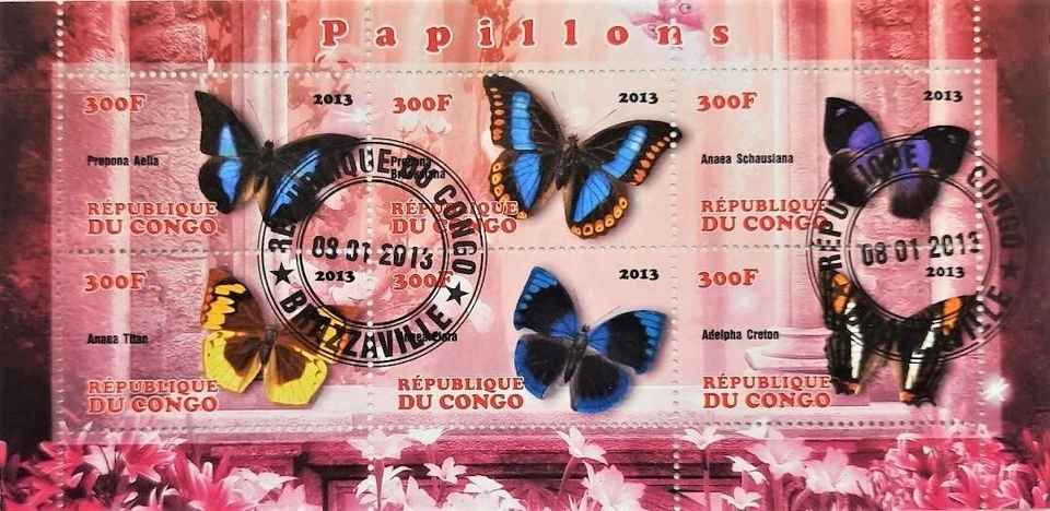 161. CONGO 2013 USED STAMP S/S BUTTERFLIES, INSECTS  . - Image 1 of 1