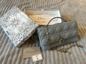 Dior My Dior Mini Handbag Blue Cannage Lambskin - Picture 1 of 13