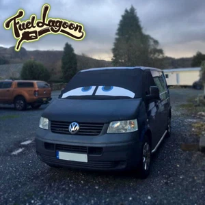 VW T5 Van Black Out Blinds Window Screen Cover Frost Protection Wrap Eyes Blue - Picture 1 of 12