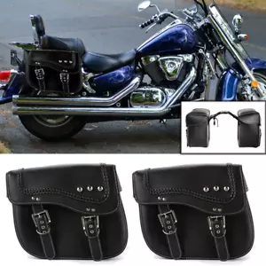Par de bolsas de sillín laterales de PU para equipaje Honda Shadow VT/XVS 400/600/750/1100/1300 - Imagen 1 de 12