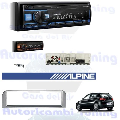 Kit Radio Autoradio ALPINE UTE-200BT + mascherina 1DIN Grigia Alfa 147 - Immagine 1 di 4