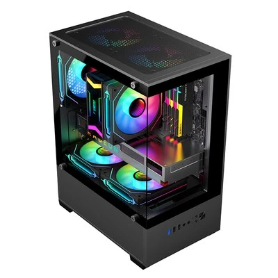 Case PC Desktop Trasparente Torre Computer per Scheda Madre M-ATX ITX 240mm - Immagine 1 di 4