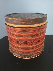 19 C Thai Bamboo Basket Wedding Offering Large 11 H X 12 D Asian Household - Picture 1 of 17
