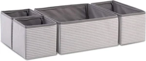 Ocean Home Textile 4er Set Grau Gestreift Aufbewahrungsbox - Bild 1 von 4