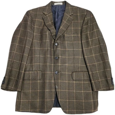 Blazer Loro Piana Napoli John Nordstrom 42 100 % cachemir marrón tattersall Foto 1 de 4