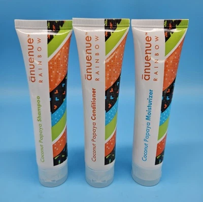 ANUENUE Rainbow Coconut Papaya Shampoo Conditioner Moisturizer Lot Hilton Hawaii - Image 1 of 2