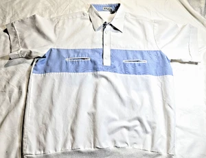 Vintage 80er Jahre D'Avila Hemd Kurzarm Weiß & Blau Made in USA Herren Large - Bild 1 von 10