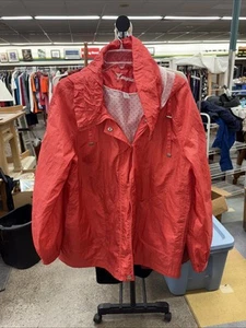 Women's Hooded Jacket Coral Twill, Water/Wind Resistant, Neyelle Vintage Large - Picture 1 of 9