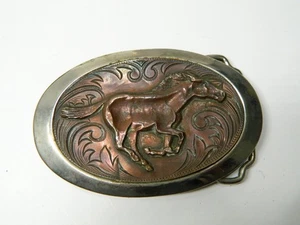 VINTAGE large running Horse BELT BUCKLE 3.5 x 2.5” - Picture 1 of 2
