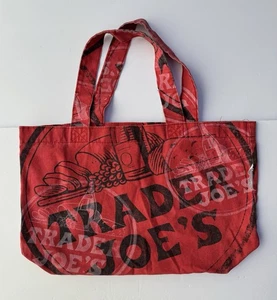 Vintage Trader Joe's rote große Baumwoll-Schultertasche mit Logo - Made in USA - Bild 1 von 7