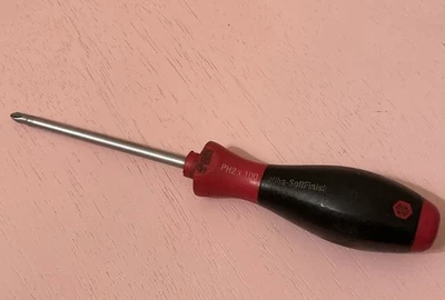 Wiha PH2 x 100mm Soft Finish Screwdriver phillips screwdriver Black Red Germany - Image 1 of 4