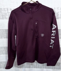 Ariat® Maglione Uomo Medium Cold Serie 1/4 Zip Marrone Felpa Pile - Foto 1 di 6