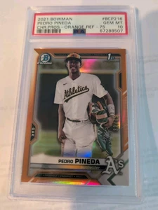 2021 Bowman Pedro Pineda 33/75 ORANGE REF BCP-216 Oakland A’s PSA GEM MT 10 - Bild 1 von 5