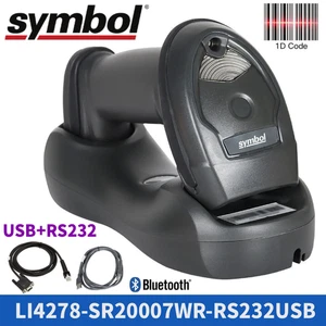 Symbol LI4278-SR20007WR 1D Bluetooth Barcode Scanner W/ Cradle USB+RS232 Cable - Picture 1 of 12