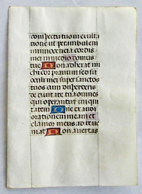 Ca.1475 BoH.manuscript leaf, vellum,Latin,5 color initials ,Flanders - Image 1 of 2