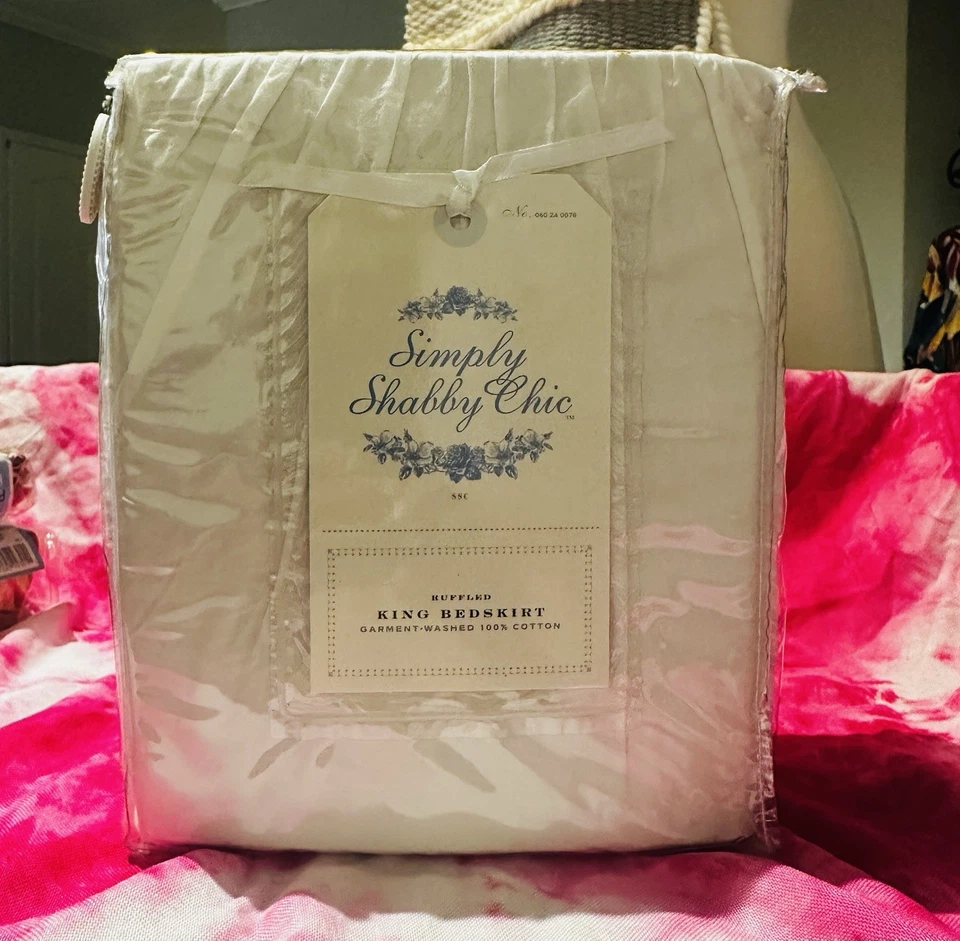 Falda de cama Simply Shabby Chic blanca con volantes KING 100 algodón Foto 1 de 4