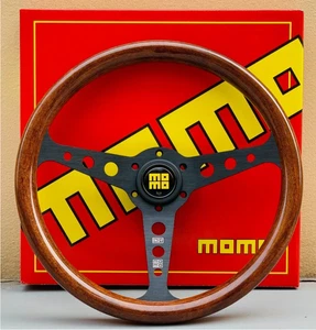 MOMO 350mm Heritage Indy Black Woodgrain Mahogany Wood Steering Wheel. - Bild 1 von 7
