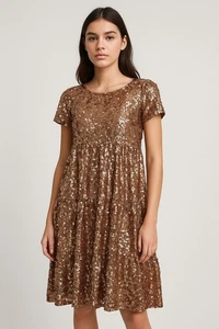 Neu Maeve Anthropologie Pailletten Partykleid Petite Small Y2K Glam Glitzer Party - Bild 1 von 7