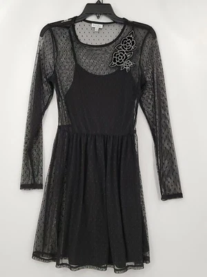 Vestido Love Fire para mujer adulto talla mediana color negro superposición de lunares transparentes Foto 1 de 4