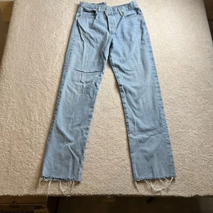 Pantalones de mezclilla Agolde para mujer 28 cruzados de gran tamaño con botones asimétricos y mosca suburbios - Imagen 1 de 12