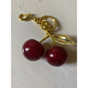 Kirsche Schlüsselanhänger Anhänger Handtasche Tasche Zubehör Schlüsselring Rot Gold - Bild 1 von 1