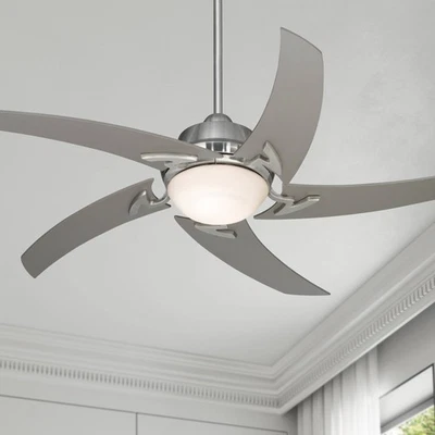 52" Modern Ceiling Fan with Light LED Remote Brushed Nickel Living Room Kitchen - Image 1 of 4