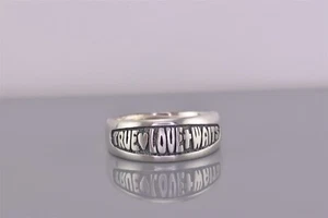 JNR Sterling Silver Carved TRUE LOVE WAITS Cross Heart Band Ring 925 Sz: 11.5 - Picture 1 of 8