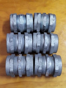 Lot Of 6 1-1/4-Inch Galvanized Steel Compression Coupling SCI NOS - Picture 1 of 3
