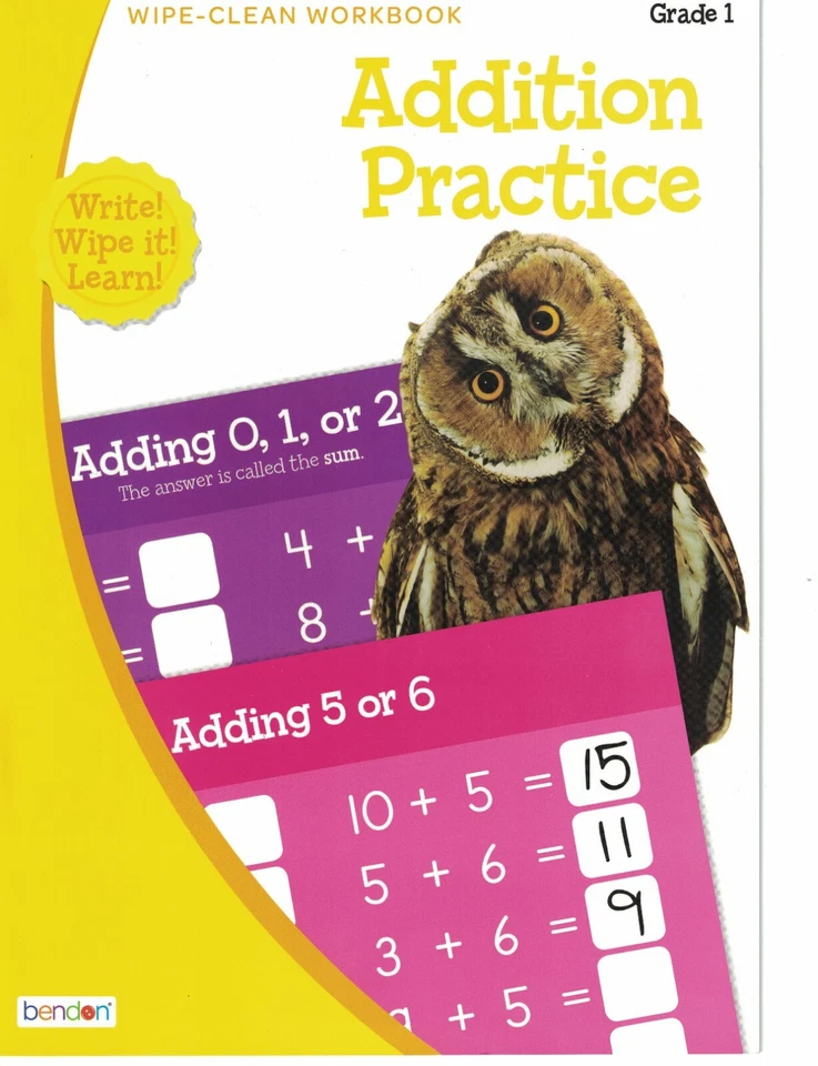 Wipe-Clean Workbook Addition Practice Grade 1, Write and Wipe It! Ages 5-7 NEW - Image 1 of 1