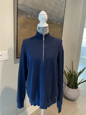 ZEGNA SPORT MENS 1/4 ZIP LONG SLEEVE SWEATER~BLUE~SIZE MEDIUM~BEAUTIFUL! - Image 1 of 4